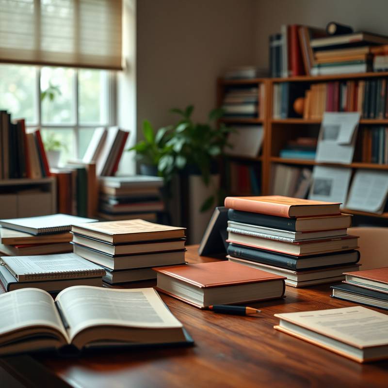 Books and educational resources on a desk