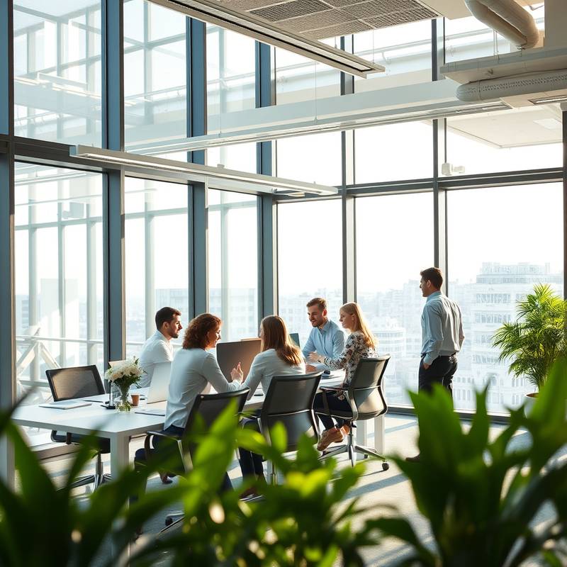 Team collaboration in a modern office